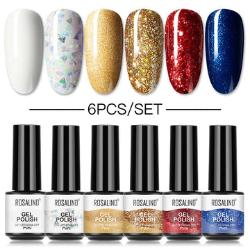 ROSALIND Mini Soak Off Gel Polish 6PCS/Set Bright For Nail Art Design LED/UV Lamp